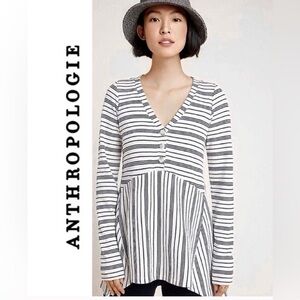 Anthropologie Maeve Tunic Henley Black and White